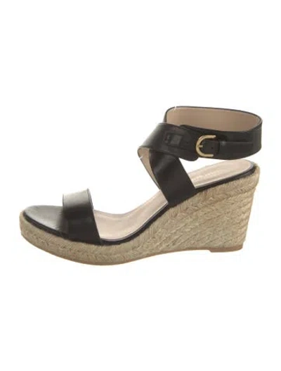 Pre-owned Stuart Weitzman Leather Espadrilles In Black