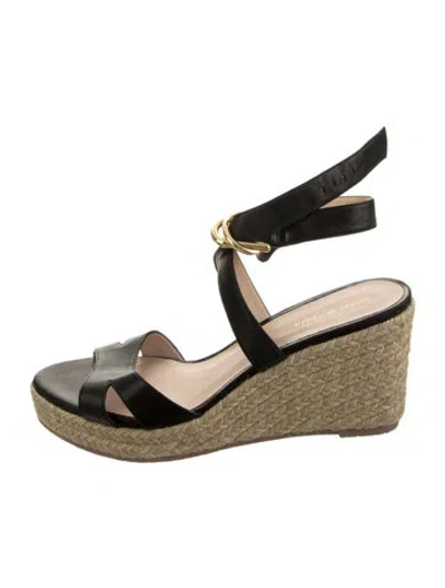 Pre-owned Stuart Weitzman Leather Espadrilles In Black