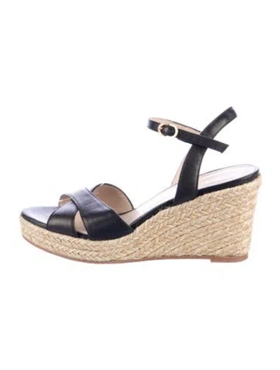 Pre-owned Stuart Weitzman Leather Espadrilles In Black