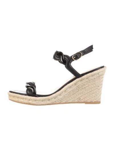 Pre-owned Stuart Weitzman Leather Espadrilles In Black/neutrals