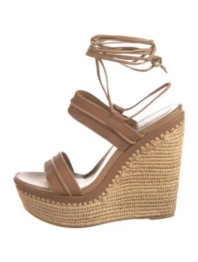 Pre-owned Stuart Weitzman Leather Espadrilles In Brown