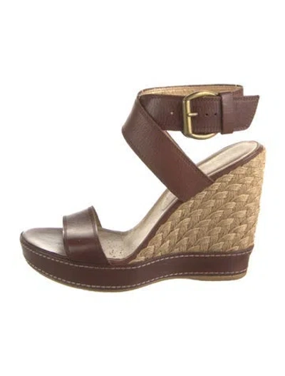Pre-owned Stuart Weitzman Leather Espadrilles In Brown