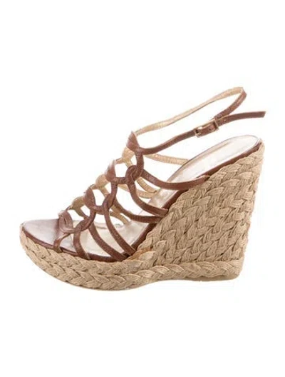 Pre-owned Stuart Weitzman Leather Espadrilles In Brown