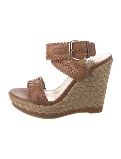 Pre-owned Stuart Weitzman Leather Espadrilles In Brown