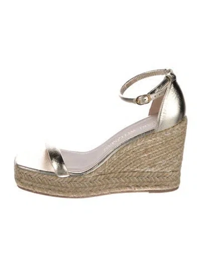 Pre-owned Stuart Weitzman Leather Espadrilles In Gold