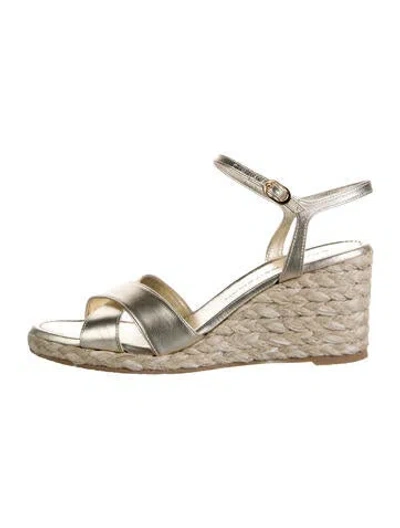 Pre-owned Stuart Weitzman Leather Espadrilles In Gold