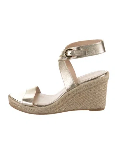 Pre-owned Stuart Weitzman Leather Espadrilles In Gold/metallic