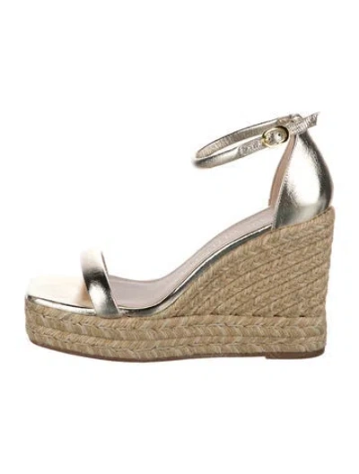 Pre-owned Stuart Weitzman Leather Espadrilles In Gold/metallic