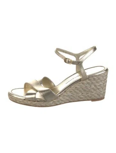 Pre-owned Stuart Weitzman Leather Espadrilles In Gold/metallic