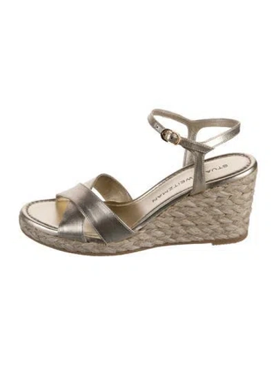 Pre-owned Stuart Weitzman Leather Espadrilles In Gold/neutrals
