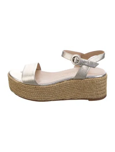 Pre-owned Stuart Weitzman Leather Espadrilles In Gold/neutrals