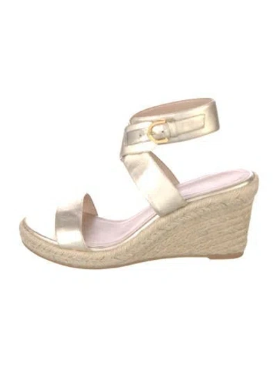 Pre-owned Stuart Weitzman Leather Espadrilles In Metallic/neutrals