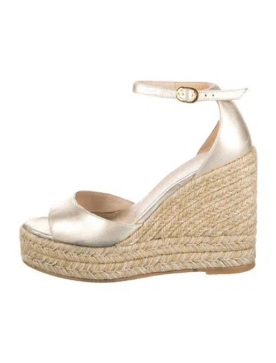 Pre-owned Stuart Weitzman Leather Espadrilles In Metallic/neutrals