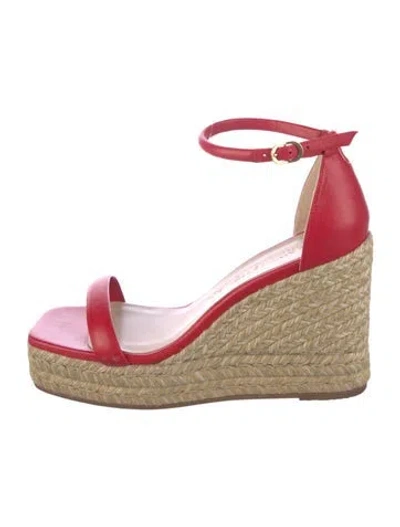 Pre-owned Stuart Weitzman Leather Espadrilles In Red