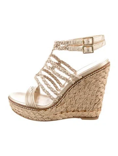 Pre-owned Stuart Weitzman Leather Espadrilles In Silver