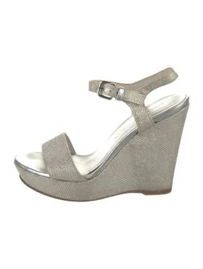 Pre-owned Stuart Weitzman Leather Espadrilles In Silver