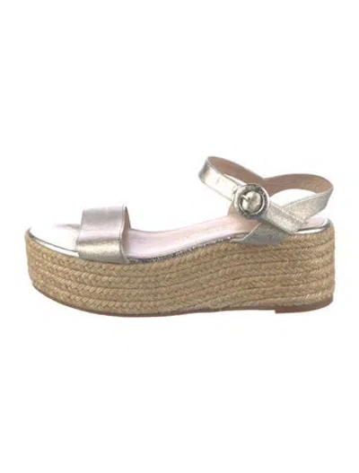 Pre-owned Stuart Weitzman Leather Espadrilles In Silver