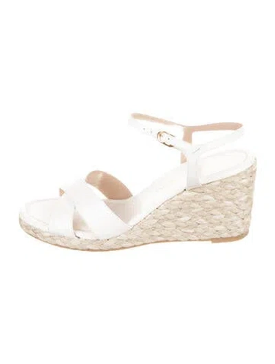 Pre-owned Stuart Weitzman Leather Espadrilles In White