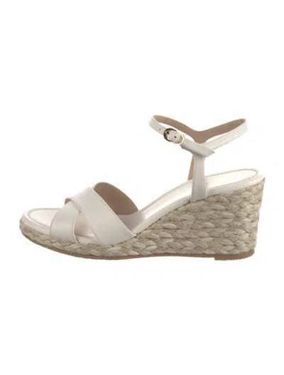 Pre-owned Stuart Weitzman Leather Espadrilles In White