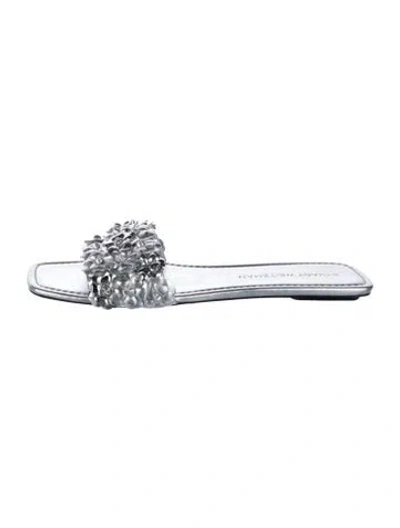Pre-owned Stuart Weitzman Leather Flats In Silver