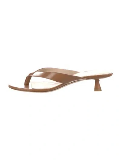 Pre-owned Stuart Weitzman Leather Flip Flops In Brown/neutrals
