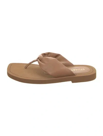 Pre-owned Stuart Weitzman Leather Flip Flops In Neutral