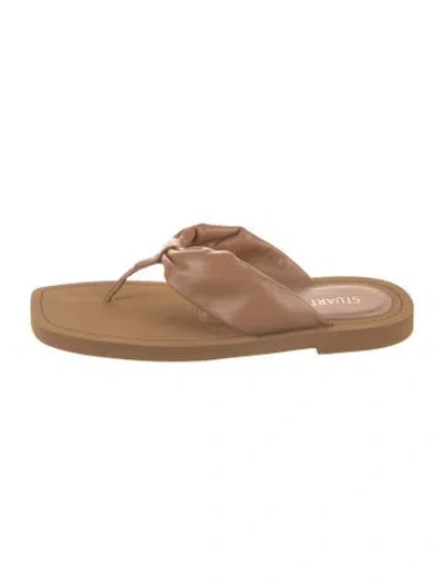 Pre-owned Stuart Weitzman Leather Flip Flops In Neutrals