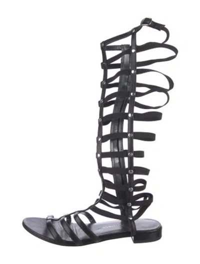Pre-owned Stuart Weitzman Leather Gladiator Sandals In Black