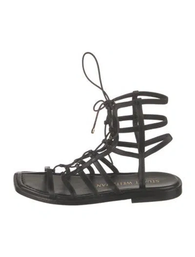 Pre-owned Stuart Weitzman Leather Gladiator Sandals In Black
