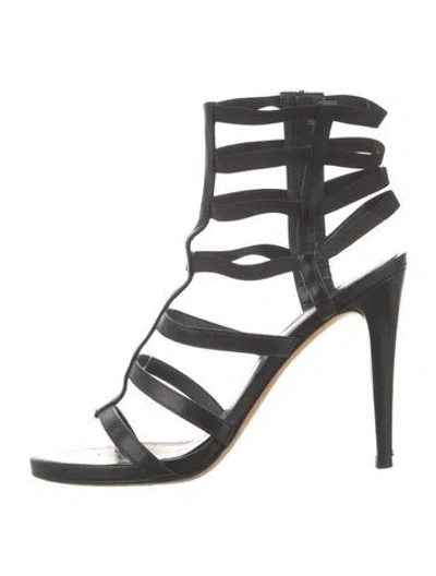 Pre-owned Stuart Weitzman Leather Gladiator Sandals In Black