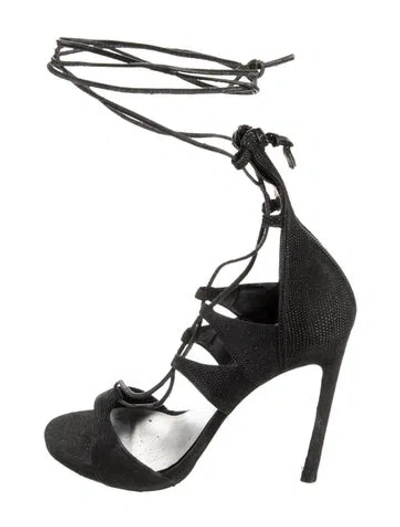 Pre-owned Stuart Weitzman Leather Gladiator Sandals In Black