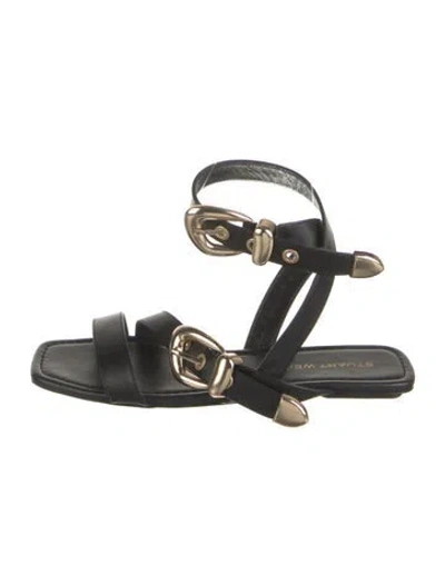 Pre-owned Stuart Weitzman Leather Gladiator Sandals In Black