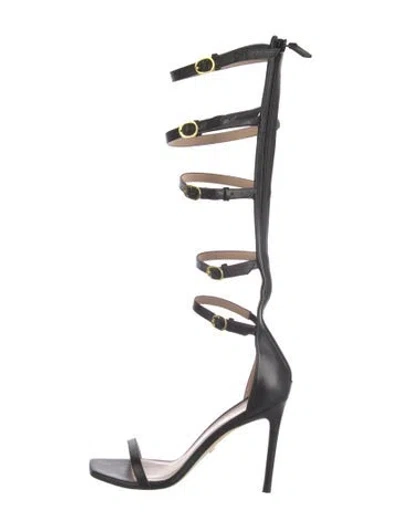 Pre-owned Stuart Weitzman Leather Gladiator Sandals In Black