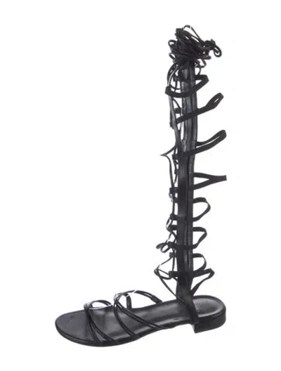 Pre-owned Stuart Weitzman Leather Gladiator Sandals In Black