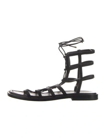 Pre-owned Stuart Weitzman Leather Gladiator Sandals In Black