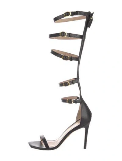 Pre-owned Stuart Weitzman Leather Gladiator Sandals In Black