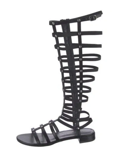 Pre-owned Stuart Weitzman Leather Gladiator Sandals In Black