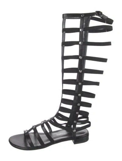 Pre-owned Stuart Weitzman Leather Gladiator Sandals In Black