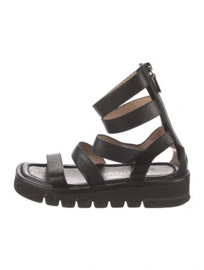 Pre-owned Stuart Weitzman Leather Gladiator Sandals In Black