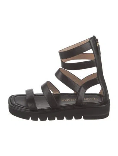 Pre-owned Stuart Weitzman Leather Gladiator Sandals In Black