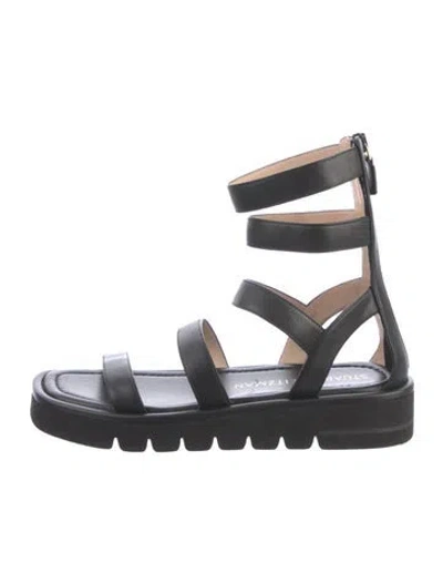 Pre-owned Stuart Weitzman Leather Gladiator Sandals In Black