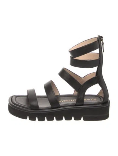 Pre-owned Stuart Weitzman Leather Gladiator Sandals In Black