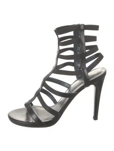 Pre-owned Stuart Weitzman Leather Gladiator Sandals In Black