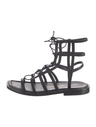 Pre-owned Stuart Weitzman Leather Gladiator Sandals In Black