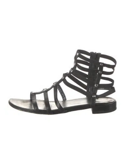 Pre-owned Stuart Weitzman Leather Gladiator Sandals In Black