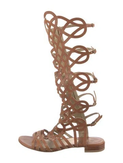 Pre-owned Stuart Weitzman Leather Gladiator Sandals In Brown