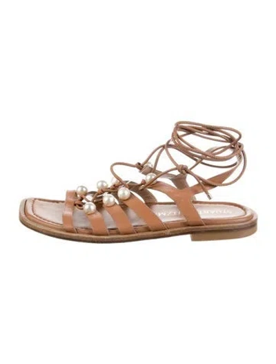 Pre-owned Stuart Weitzman Leather Gladiator Sandals In Brown