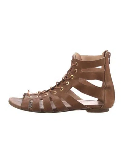 Pre-owned Stuart Weitzman Leather Gladiator Sandals In Brown