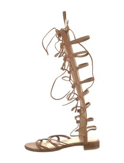 Pre-owned Stuart Weitzman Leather Gladiator Sandals In Brown