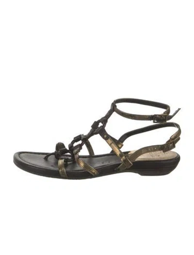 Pre-owned Stuart Weitzman Leather Gladiator Sandals In Gold